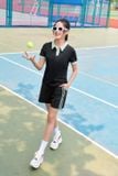  Bộ thể thao nữ Cardina chất cotton cổ polo tay cộc dáng đùi 