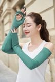  Găng tay chống nắng nữ dài chất liệu sợi lạnh Icetext cản 100% UV 