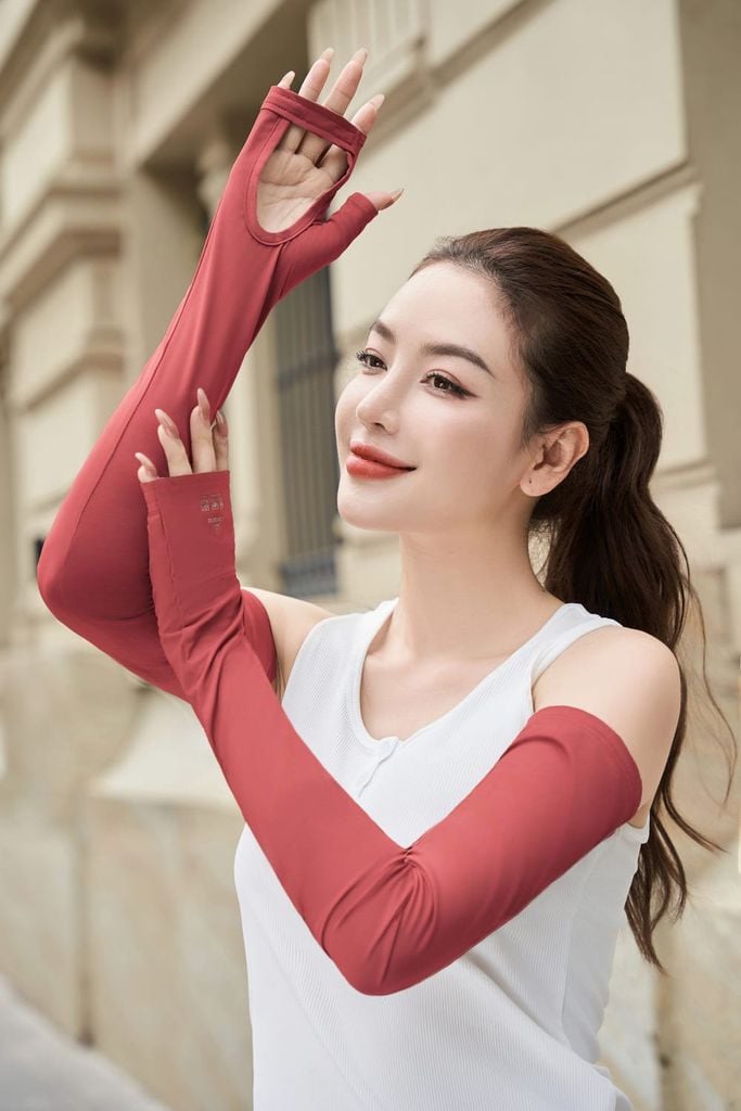  Găng tay chống nắng nữ dài chất liệu sợi lạnh Icetext cản 100% UV 