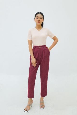 Quần baggy chất vải nhung cao cấp, kiểu dáng công sở thanh lịch