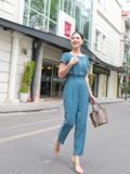  Jumsuit dài sang chảnh chất đũi cổ vuông dáng quần baggy tôn chiều cao 