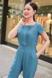  Jumsuit dài sang chảnh chất đũi cổ vuông dáng quần baggy tôn chiều cao 