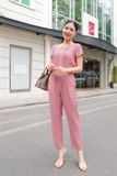  Jumsuit dài sang chảnh chất đũi cổ vuông dáng quần baggy tôn chiều cao 