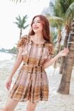  Jumpsuit ngắn giả váy chất liệu tơ tằm, kiểu dáng vai bèo quần đùi quyến rũ hiện đại 