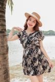  Jumpsuit ngắn giả váy chất liệu tơ tằm, kiểu dáng vai bèo quần đùi quyến rũ hiện đại 