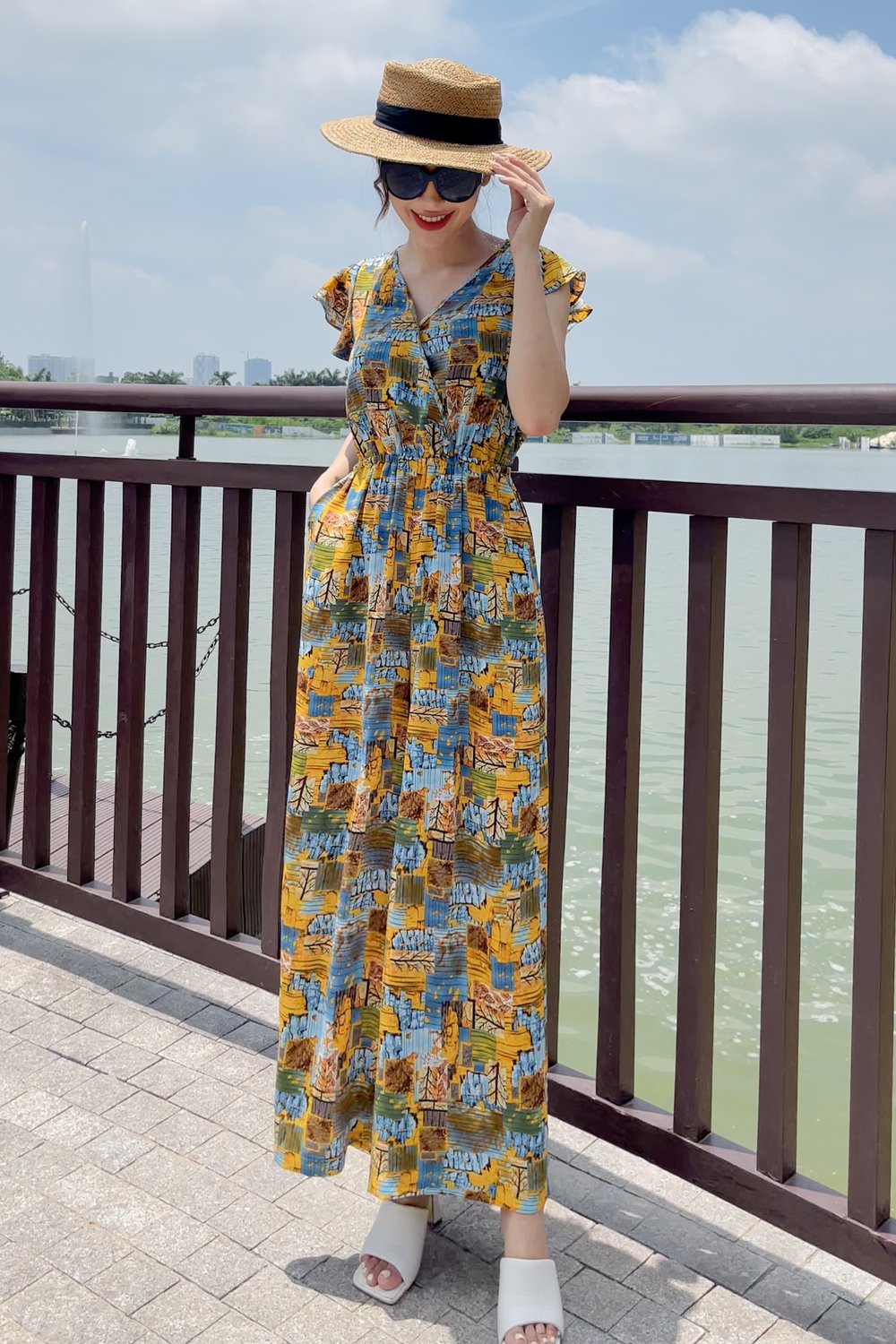 Bộ Jumpsuit dài ống rộng chất lụa mango, đồ bộ dài cao cấp Cardina