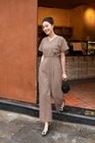  Jumpsuit nữ dáng dài sang chảnh chất linen, kiểu dáng cổ V tay liền quần dài 