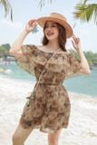  Jumpsuit ngắn chất tơ, kiểu dáng hoa nhí trễ vai cao cấp Cardina 