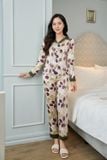  Bộ pyjama dài tay phối cổ quần dài chất lụa cao cấp 