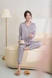  Pyjama quần dài áo dài phối gấu chất lụa satin thoáng mát 