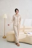  Pyjama quần dài áo dài phối gấu chất lụa satin thoáng mát 