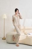  Pyjama quần dài áo dài phối gấu chất lụa satin thoáng mát 