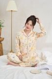  Pyjama quần dài áo dài phối gấu chất lụa satin thoáng mát 