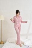  Pyjama quần dài áo dài phối gấu chất lụa satin thoáng mát 