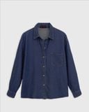  Áo sơ mi dài tay cổ đức chất jean giấy mềm mại 