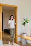  Quần baggy nữ cạp chun chất lụa Hàn Châu hoạ tiết 