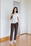  Quần baggy nữ cạp chun chất lụa Hàn Châu hoạ tiết 