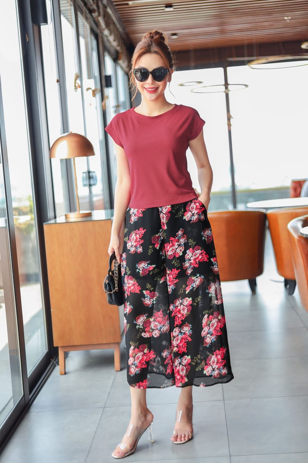 Quần Giả Váy Ống Rộng Dáng Lửng