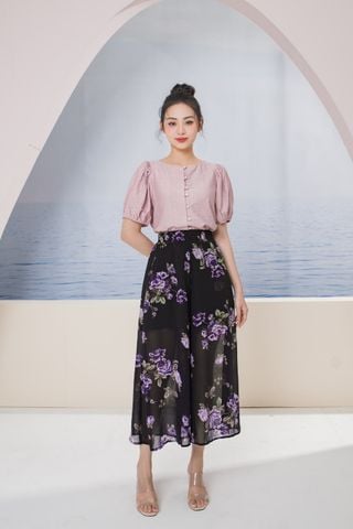 Quần culottes chiffon dáng suông hoa nhí thoáng mát, dễ mặc bất cứ đâu