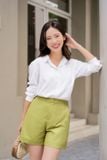  Quần short nữ Cardina chất liệu linen dáng cạp cao 