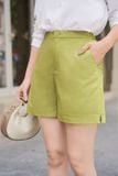  Quần short nữ Cardina chất liệu linen dáng cạp cao 