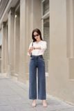  Quần jean nữ Cardina ống suông rộng cạp cao che khuyết điểm 