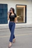  Quần jean ống đứng chính hãng Cardina cạp cao 2 khuy cho nữ 