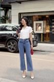  Quần jean ống đứng chính hãng Cardina cạp cao 2 khuy cho nữ 