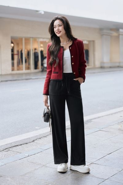 Quần nỉ lông cừu dáng suông có túi che khuyết điểm