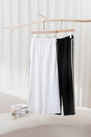 Quần thể thao dáng suông kẻ sọc hông chất da cá