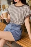  Quần short jean nữ Cardina thiết kế cạp cao tôn dáng 