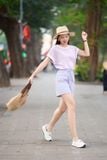  Quần đùi thô chéo dáng A cạp chun co giãn dây rút điều chỉnh 