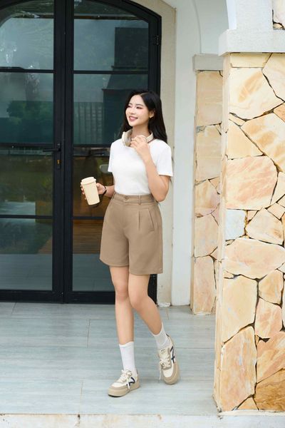  Quần Short Nữ Younger by Cardina Dáng Lưng Chéo Vải Gân Túi Tiện Lợi 