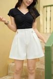  Quần short nữ Cardina vải tuytsi Hàn dáng cạp cao ống rộng 