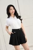  Quần sooc A xếp ly giả váy chất tuyết mưa đính cúc 