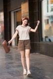  Quần đùi thô chéo dáng A cạp chun co giãn dây rút điều chỉnh 