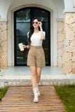  Quần Short Nữ Younger by Cardina Dáng Lưng Chéo Vải Gân Túi Tiện Lợi 