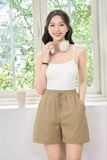  Quần Short Nữ Cardina Dáng A Cạp Chun Vải Thô Linen Túi Tiện Lợi 