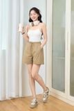  Quần Short Nữ Cardina Dáng A Cạp Chun Vải Thô Linen Túi Tiện Lợi 