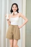  Quần Short Nữ Cardina Dáng A Cạp Chun Vải Thô Linen Túi Tiện Lợi 