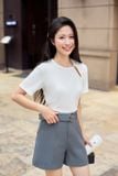  Quần sooc nữ chất chéo gân diễu chỉ kèm đai tháo rời điều chỉnh 