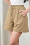  Quần Short Nữ Cardina Dáng A Cạp Chun Vải Thô Linen Túi Tiện Lợi 