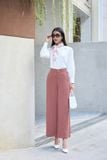  Quần suông culottes chất đũi Nhật mềm mại, khuy cài chun sau cúc trước có khóa 