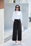  Quần culottes chất đũi Nhật mềm mại, khuy cài chun sau cúc trước có khóa 