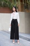  Quần suông culottes chất đũi Nhật mềm mại, khuy cài chun sau cúc trước có khóa 