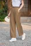  Quần suông cạp chun nữ có túi chất đũi Bamboo cao cấp 
