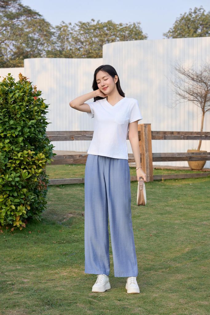  Quần suông cạp chun nữ có túi chất đũi Bamboo cao cấp 