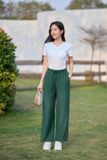  Quần suông cạp chun nữ có túi chất đũi Bamboo cao cấp 
