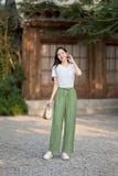  Quần suông cạp chun nữ có túi chất đũi Bamboo cao cấp 
