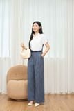  Quần Jean nữ Cardina dòng Younger vải jean thiết kế dáng suông kẻ sọc 